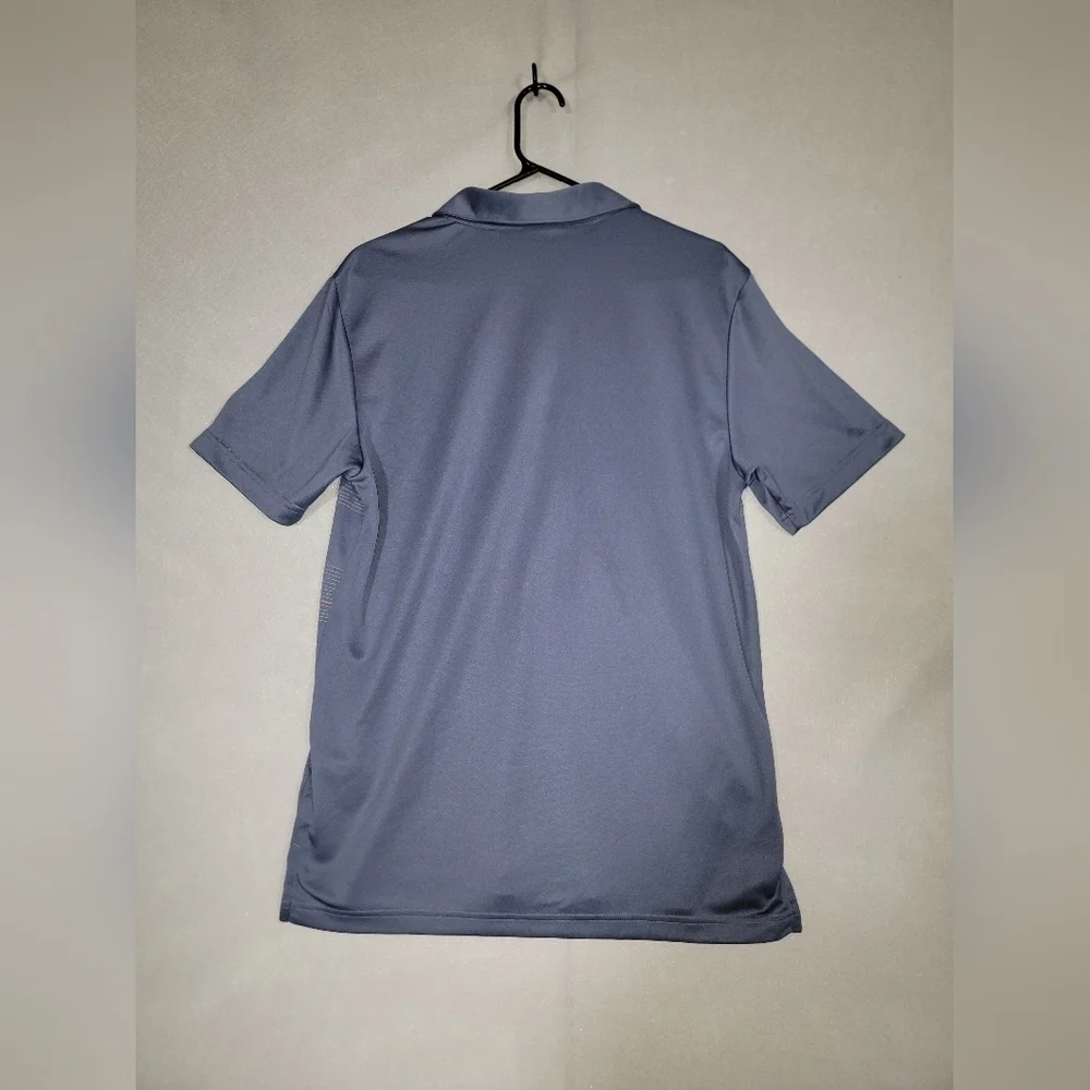 Adidas Mens Golf Polo Blue With Striped Pattern Size Medium